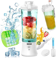 Mixer Smoothie Maker to Go, Mini Standmixer Tragbar Mit 6-Klingen Edelstahl, Enstafter Mit Reisedeckel, USB Portable Blender Elektrisch 600Ml Bottle, Mixer Shaker Slushy Maker Wasserdichter Bucatarie Naty Shop