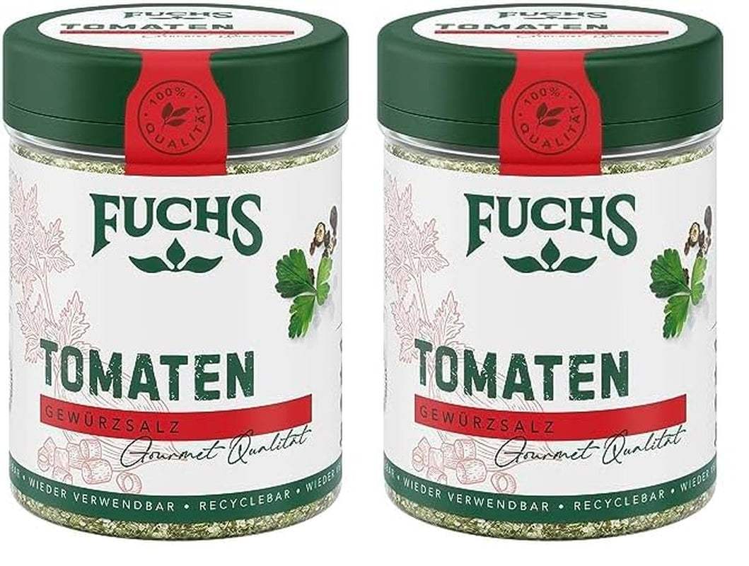 Fuchs Gewürze - Tomaten Gewürz - Gewürzsalz für Tomatenbrot, Frühstücksei oder Steak - natürliche Zutaten - 90 g in wiederverwendbarer, recyclebarer Dose