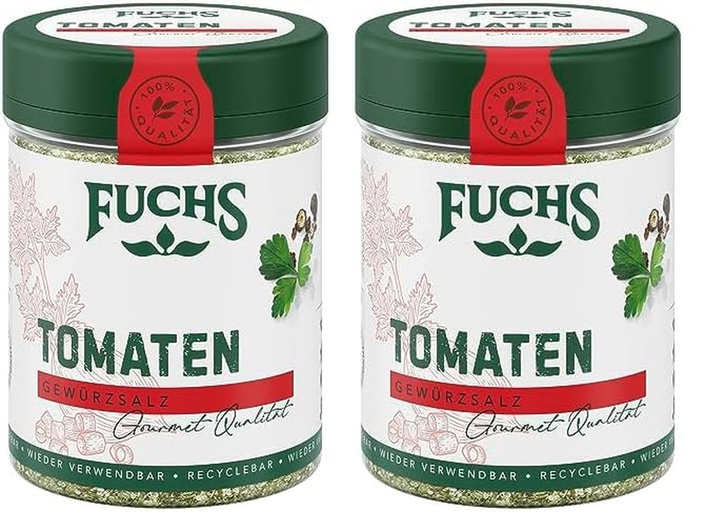 Fuchs Gewürze - Tomaten Gewürz - Gewürzsalz für Tomatenbrot, Frühstücksei oder Steak - natürliche Zutaten - 90 g in wiederverwendbarer, recyclebarer Dose