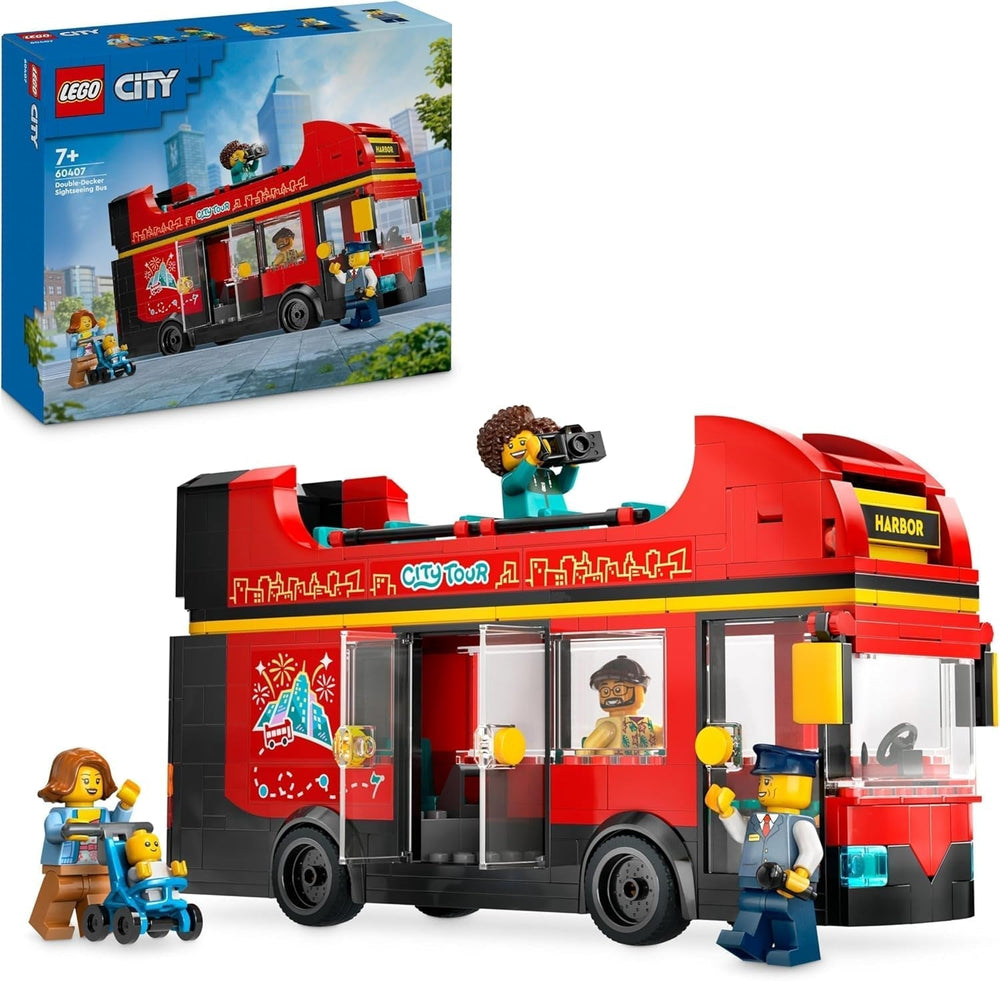 Autobuz cu două etaje LEGO City, autobuz de jucărie cu două etaje, set de vehicule pentru fete și băieți de la 7 ani, conține 5 figurine, inclusiv un bebeluș într-un cărucior 60407 Seturi de constructie Besuche den LEGO-Store Titlu implicit