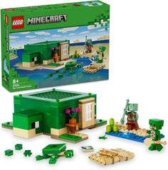 LEGO Minecraft The Turtle Beach House, casă de jucărie cu accesorii pentru fete și băieți de la 8 ani, set cu animale și personaje din jocul video, cadou pentru gameri 21254 Seturi de constructie Besuche den LEGO-Store Singur