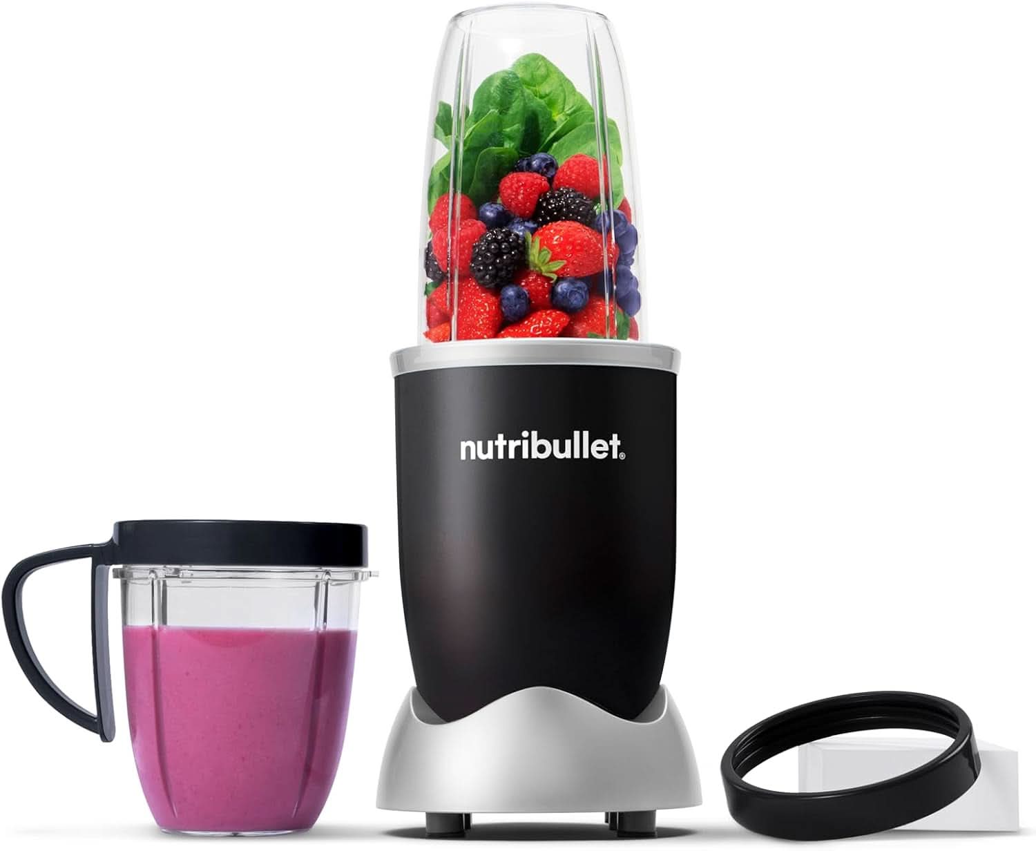 Nutribullet Original, Elektrischer Mixer, Zerkleinerer, Smoothiemixer, Smoothie Maker, 600 W Leistung, Einfach Und Schnell in Der Anwendung, Kompakt, Leicht Zu Reinigen, NB603DG Bucatarie Naty Shop Schwarz Verpackung Mit Zubehör