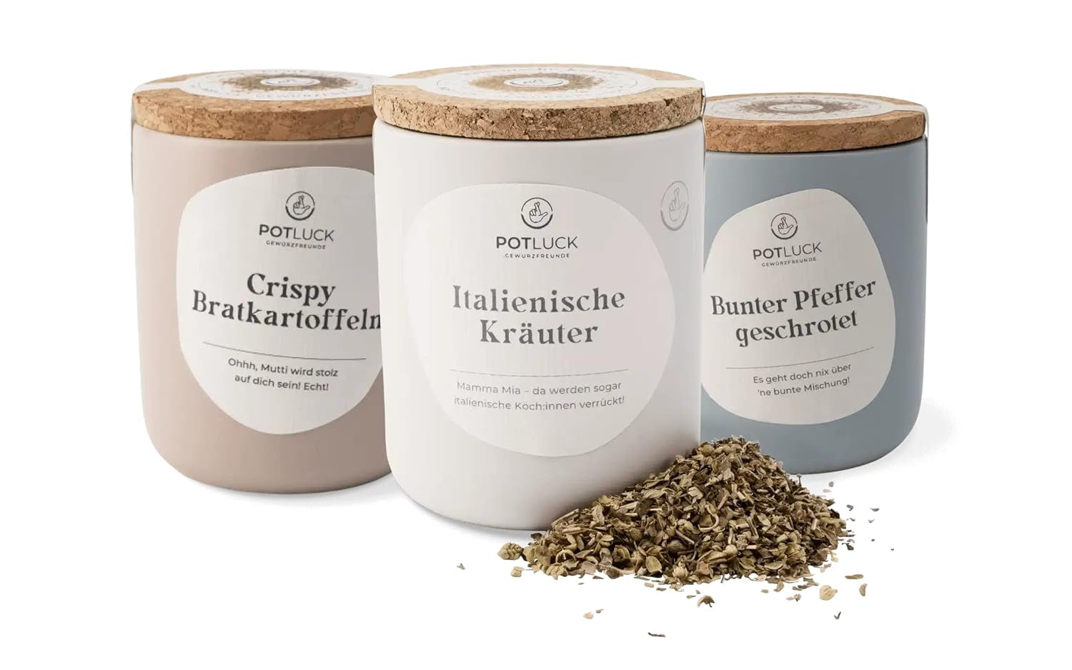 Potluck | Feta Gewürz | Gewürzmischung im Keramiktopf | 50g | Mit natürlichen Inhaltsstoffen