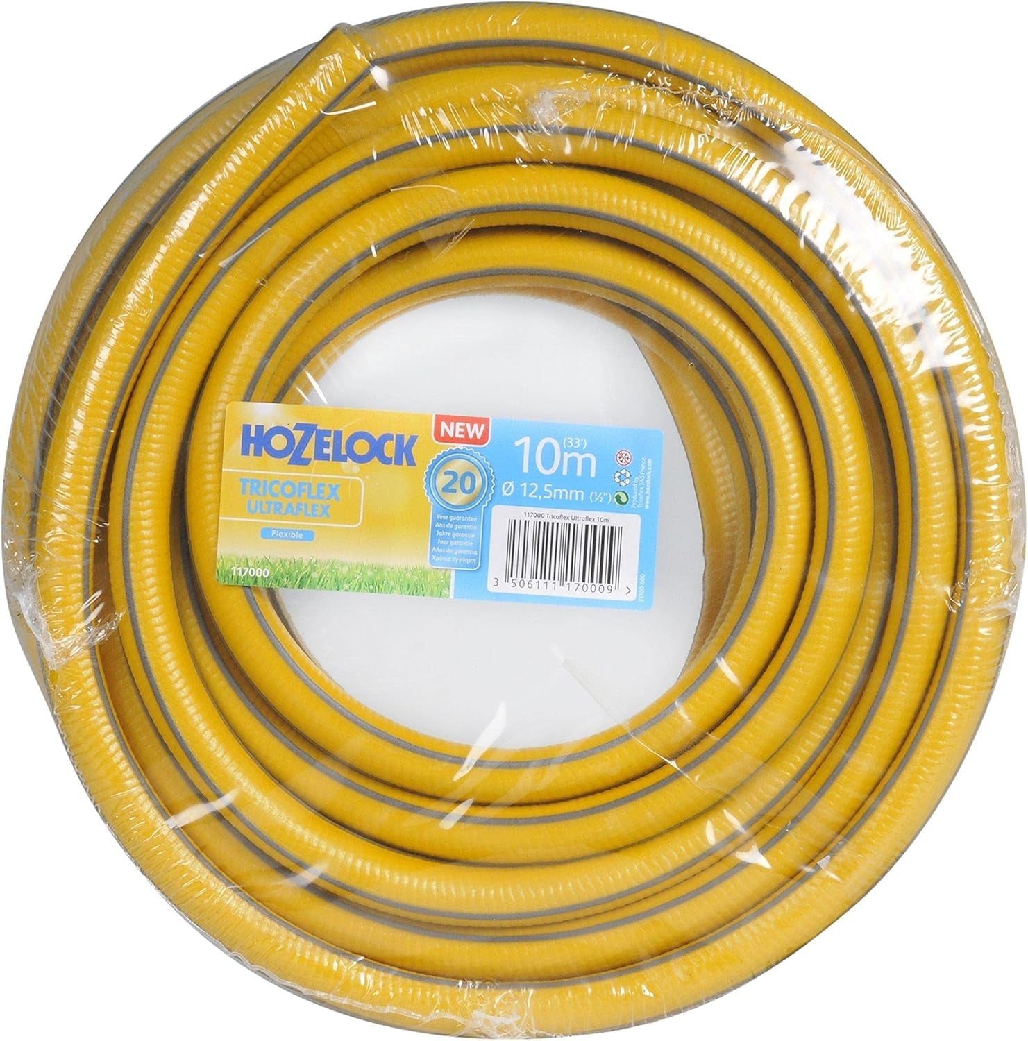 HOZELOCK - Furtun Tricoflex Ultraflex Ø 12,5 mm (1/2") 20 M: Furtun flexibil de grădină, rezistent la intemperii, la răsucire și îndoire, fabricat din 40% PVC reciclat [117002], galben
