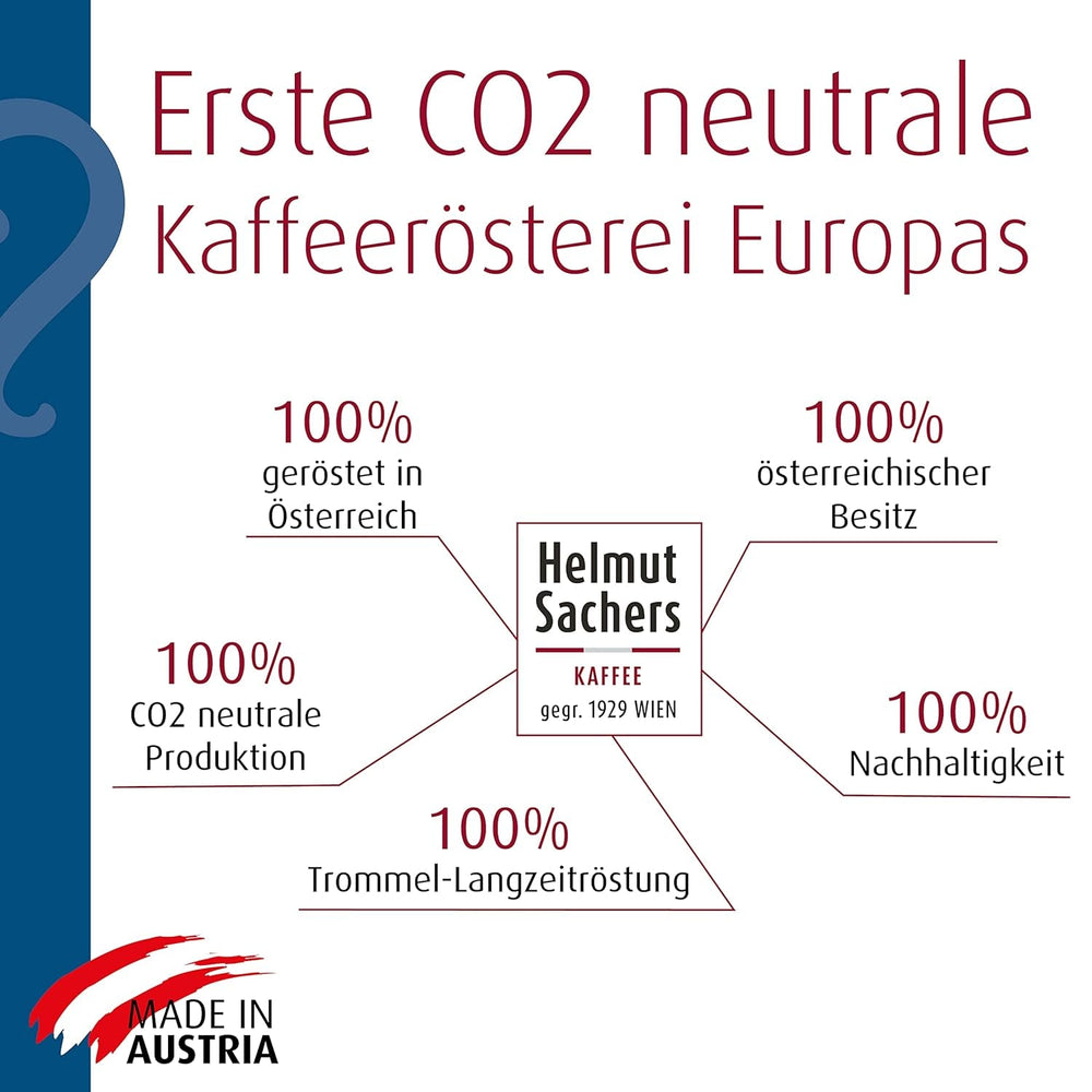 Helmut Sachers Kaffee - amestec vienez, Intensitate 3/5, 100% Arabica, boabe de cafea întregi, 6 X 500G Naty Shop