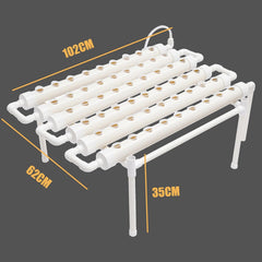 Kit de creștere hidroponică cu 1 strat cu 54 de locuri de plantare, sisteme de creștere a plantelor fără sol din PVC cu pompă de apă, kituri de creștere hidroponică pentru cultivarea legumelor și fructelor pe balcoane, grădini, terase și curți