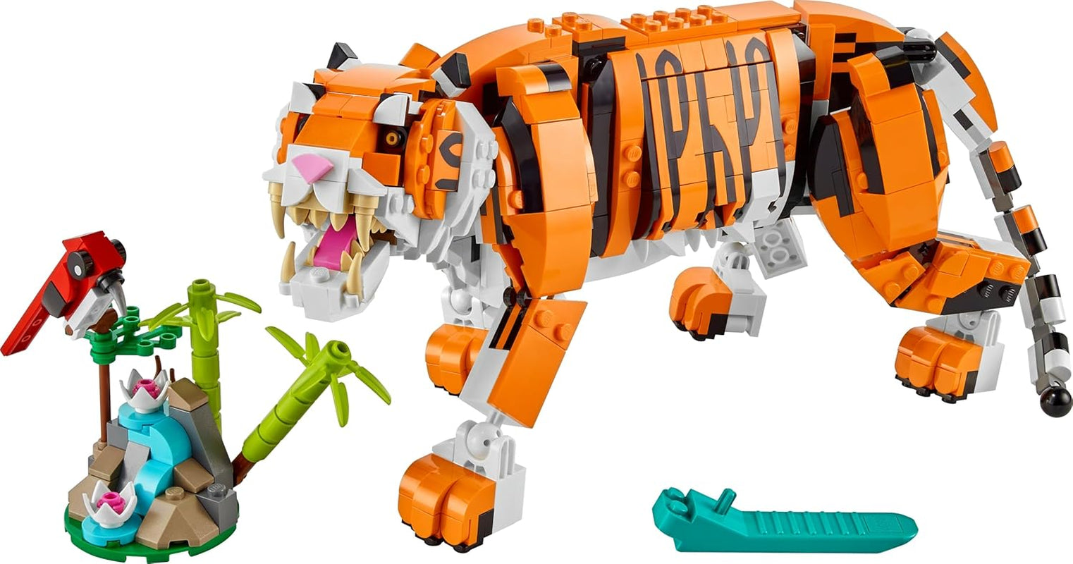 LEGO 31129 Creator Majestic Tiger, Panda sau Pește, set 3 în 1 de figuri de animale, jucărie pentru copii, băieți și fete, jucărie de construcție cu animale Seturi de constructie Besuche den LEGO-Store