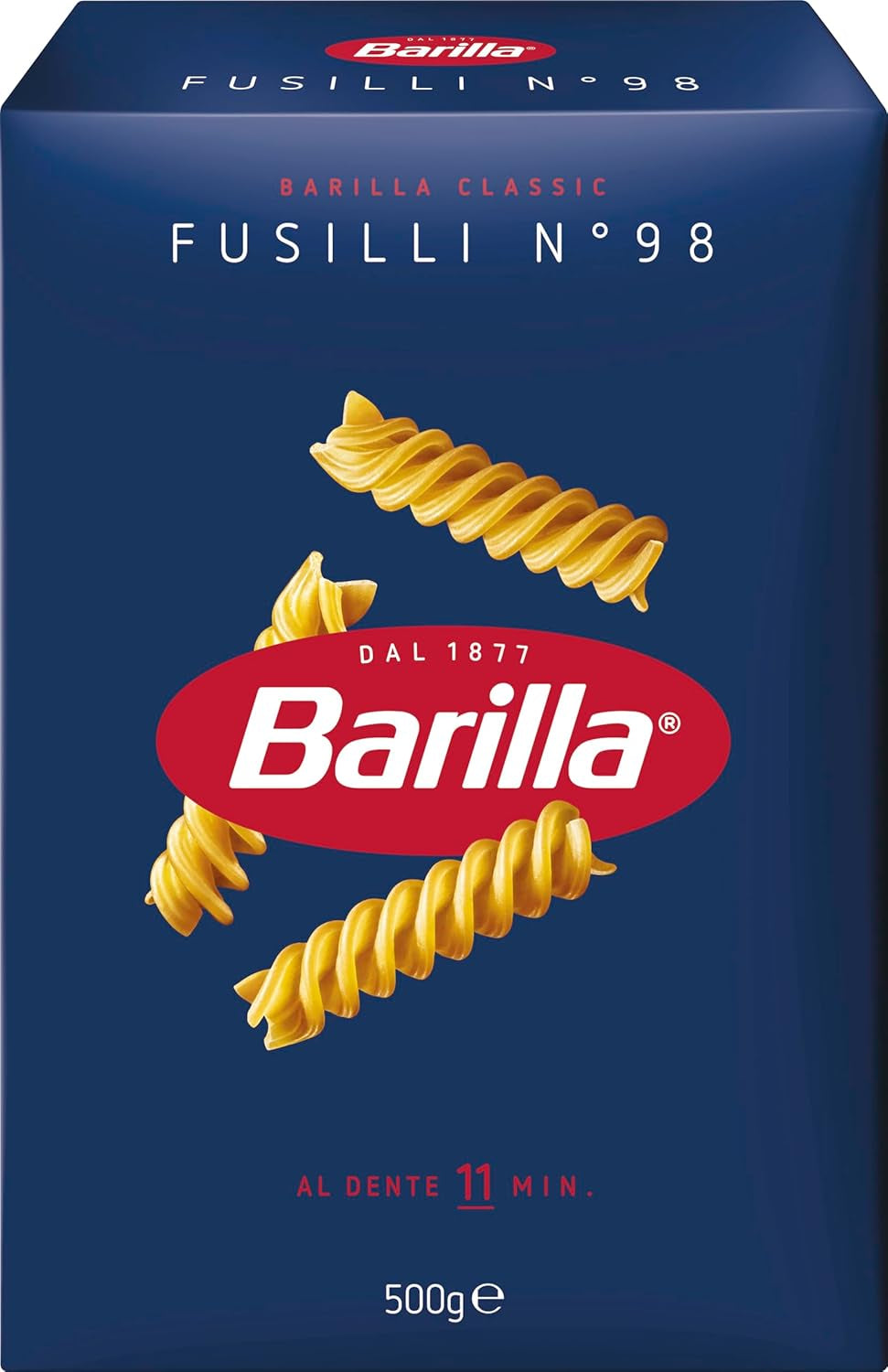 Barilla Pasta Classic Fusilli No. 98 din grâu dur de înaltă calitate, întotdeauna al dente, Chili, Spaghetti, Fusilli, Penne, Italiană, 500 g
