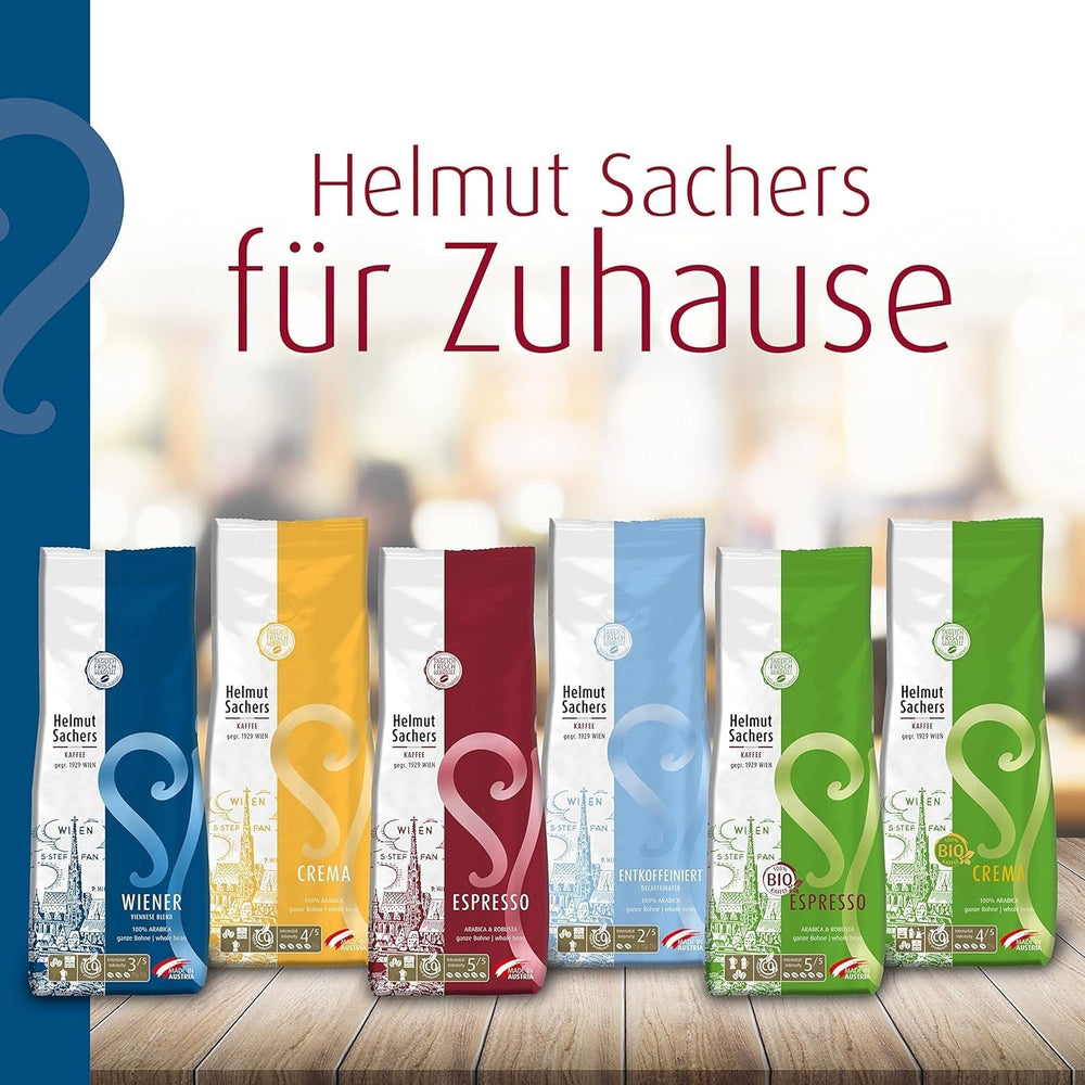 Helmut Sachers Kaffee - amestec vienez, Intensitate 3/5, 100% Arabica, boabe de cafea întregi, 6 X 500G Naty Shop