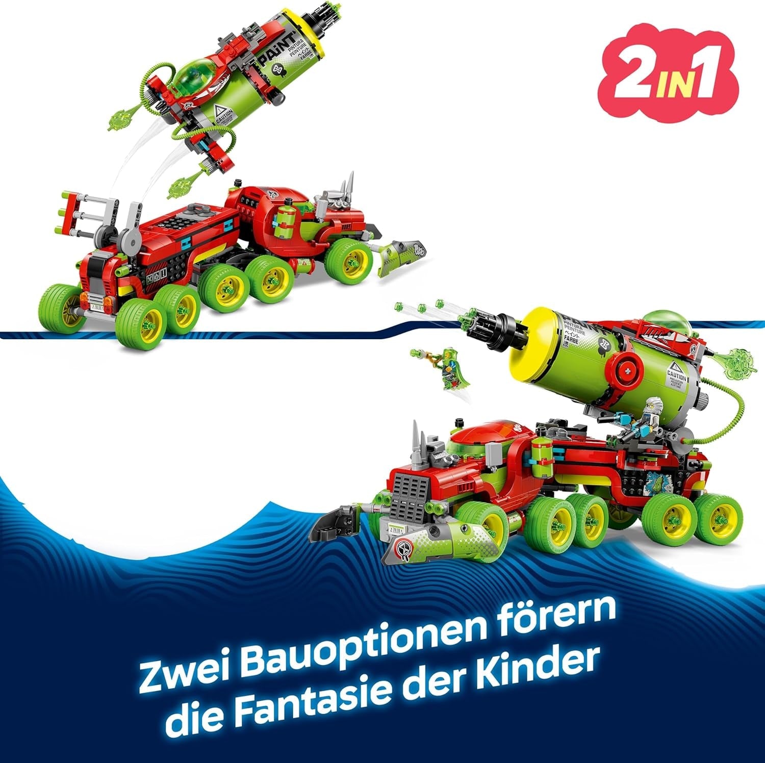 LEGO DREAMZzz Mateos Sprühdosen-Truck - Spielzeug mit 2 Baumodi, modularen Boostern und 5 Minifiguren, darunter Cooper und Mr. Oz - Geburtstagsgeschenk für Mädchen und Jungen ab 9 Jahren - 71499