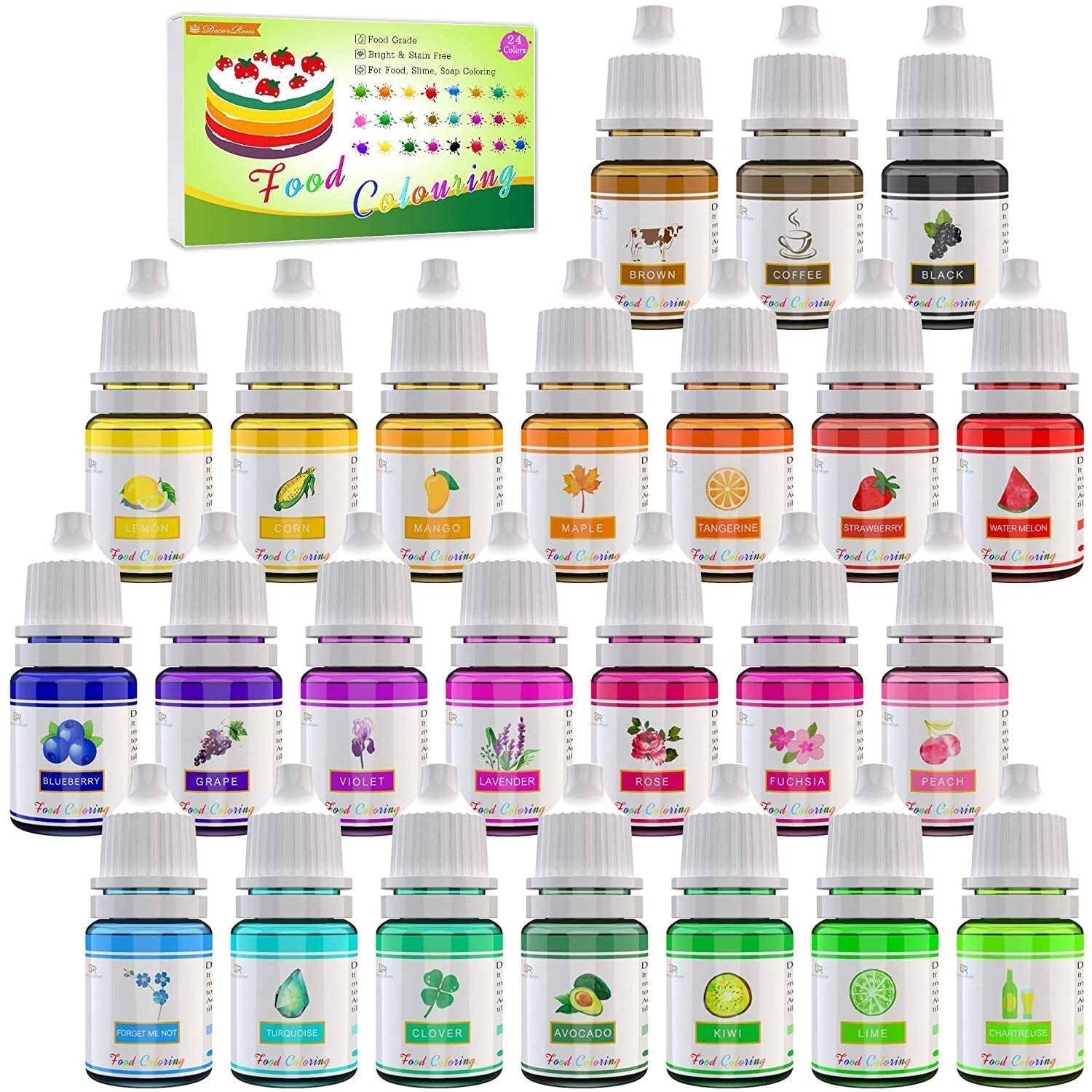 Set de 24 coloranți alimentari lichizi, 24 x 6 ml Naty Shop Default Title