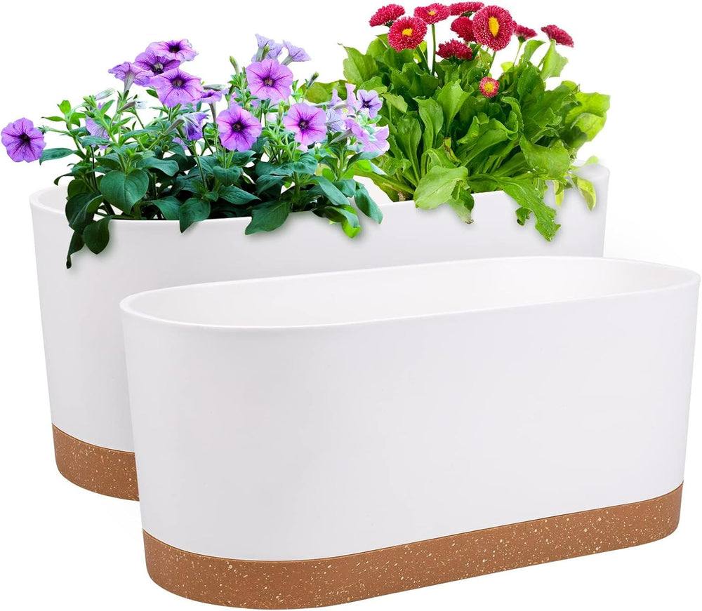 Ghiveci de flori set de 2 12,7 cm, ghivece pentru plante de interior cu găuri de drenaj și bază detașabilă, farfurioare decorative moderne pentru jardiniere de grădină de exterior (alb 12,7 cm)