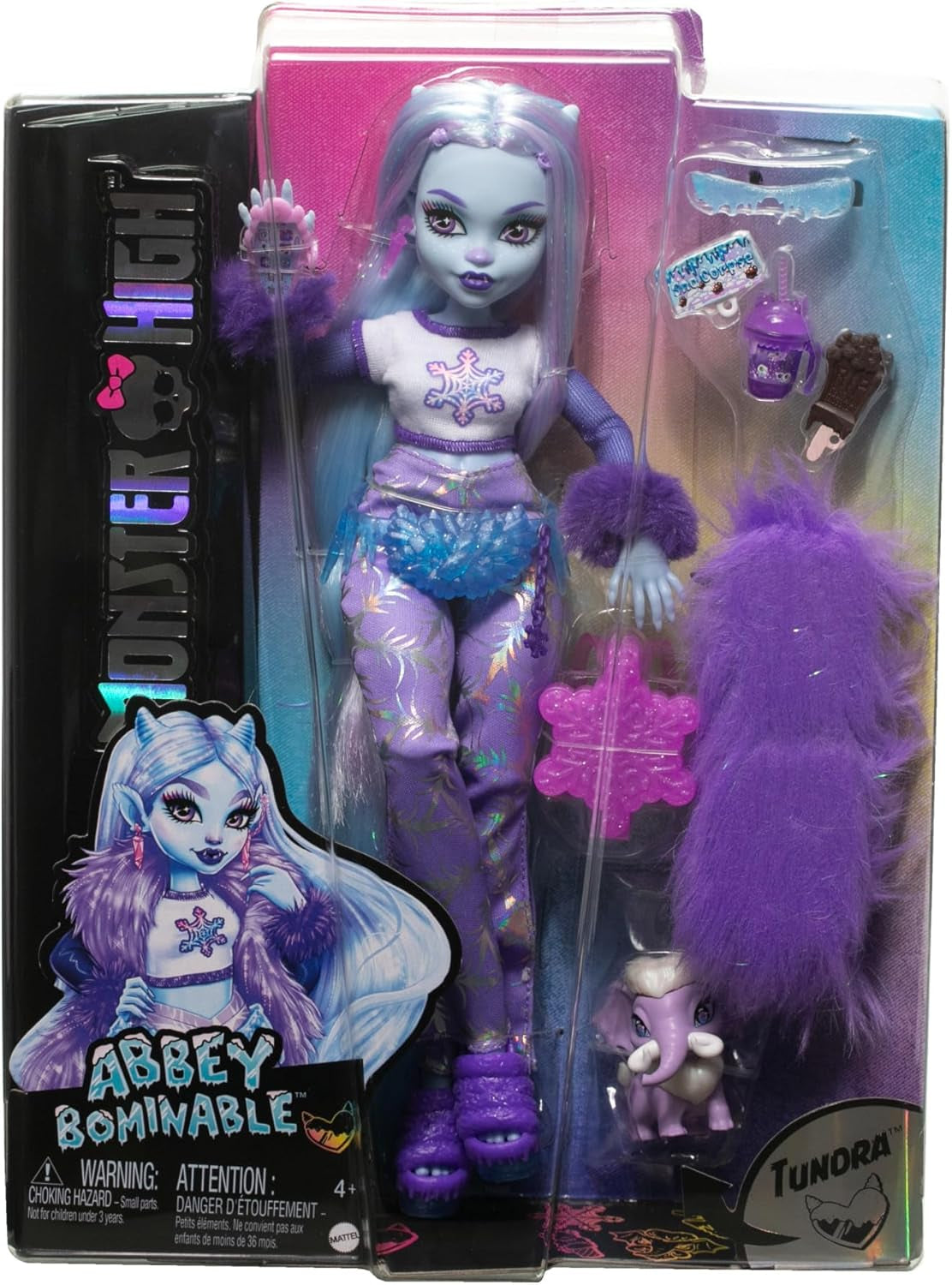 Monster High Abbey Bominable Yeti mit Mammut-Haustier und Accessoires - Spuktastischer Schneeflocken-Look für Kinder ab 4 Jahren, HNF64