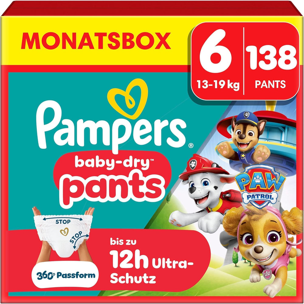 Scutece Pampers Baby-Dry Pants Ediția Patrula Cățelușilor, mărimea 5, 160 de scutece, 11 kg - 17 kg, ajustare la 360° cu sistem de oprire și protecție