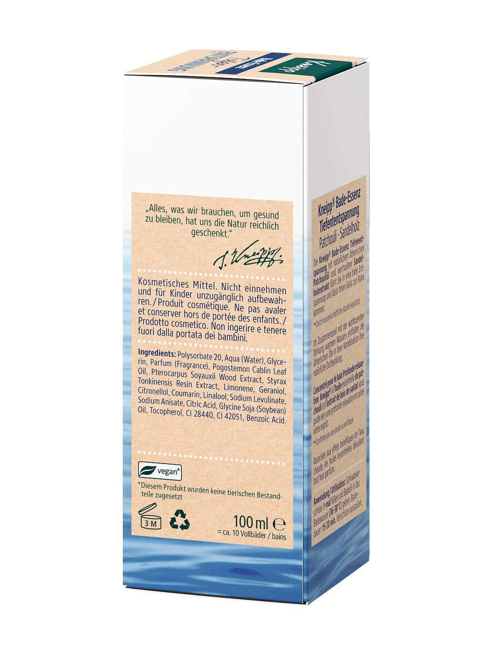 Kneipp , ulei de baie cu ulei esențial natural de patchouli și extract de lemn de santal pentru relaxare profundă și calmare, 100ml Naty Shop