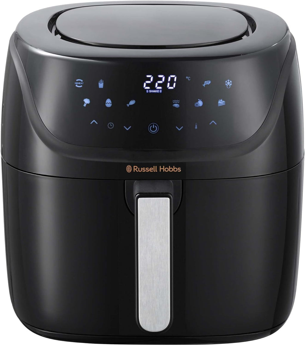 Russell Hobbs Heißluftfritteuse XXL 8L Rapid Airfryer [Kompaktes Gehäuse,7 Kochfunktionen,10 Programme] Satisfry (Spülmaschinenfest, Max 220°C, Fritteuse Ohne Öl, Grillen, Backen, Braten) 27170-56 Naty Shop