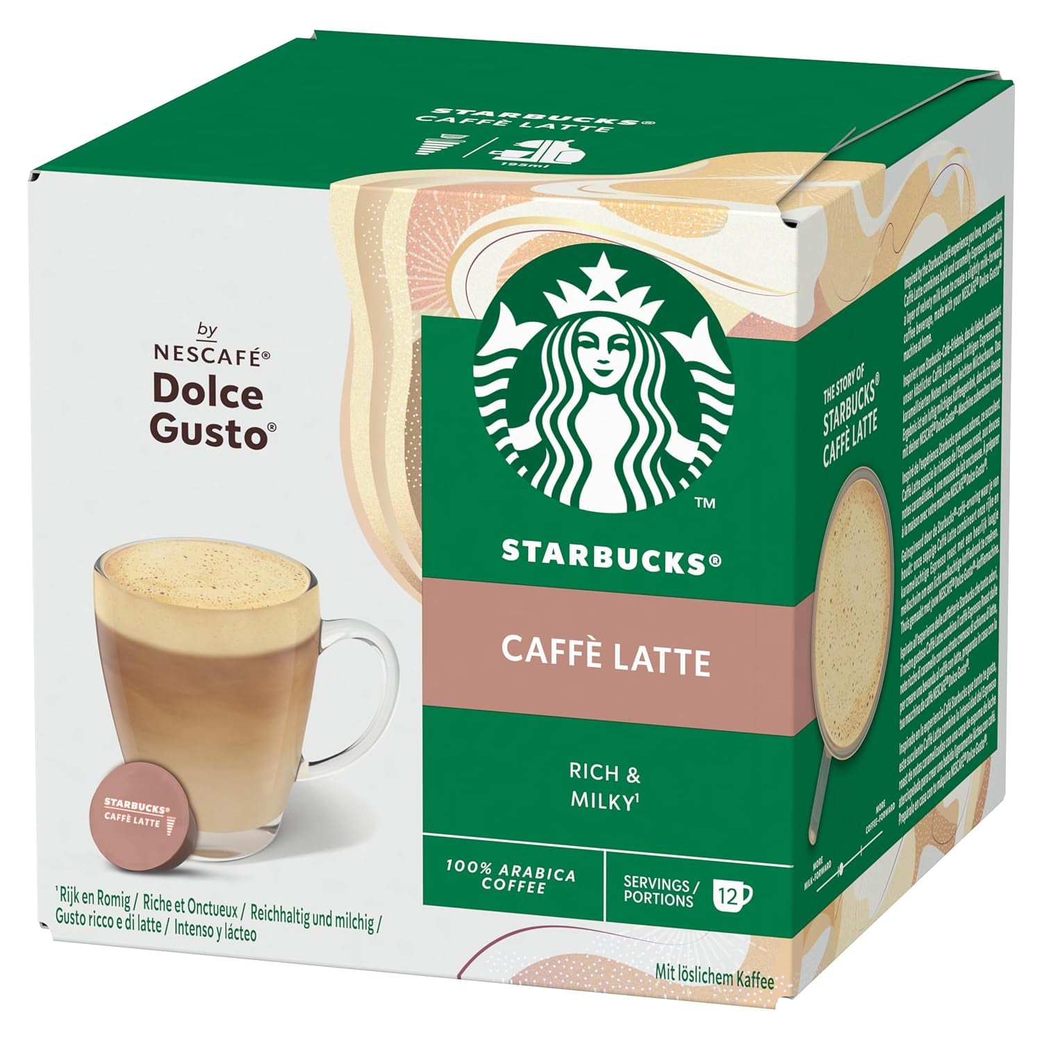 STARBUCKS Caffè Latte by Nescafé Dolce Gusto Kaffeekapseln 6 x 12 (72 Kapseln)