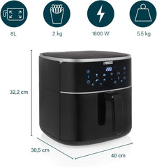 Princess Digital Hot Air Fryer - Capacitate variabilă a vasului - 8 litri maxim - 6 programe presetate Electrocasnice Naty Shop