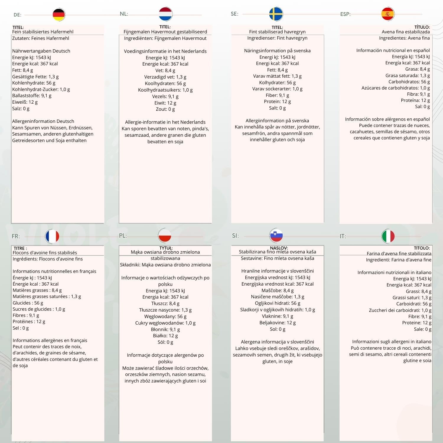 Fulgi de ovăz Wholefood Earth Fine Oats - fără OMG - vegan - fără lactate - fără zahăr adăugat 1 kg