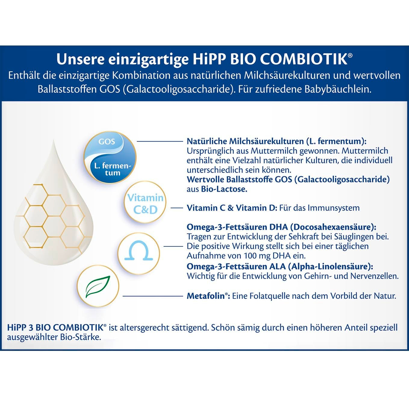 HiPP 3 Organic Combiotik (4 x 600g), lapte de continuare de la 10 luni, cu culturi naturale de acid lactic, vitaminele C și D, GOS, Omega-3 (DHA, ALA), de cea mai bună calitate organică