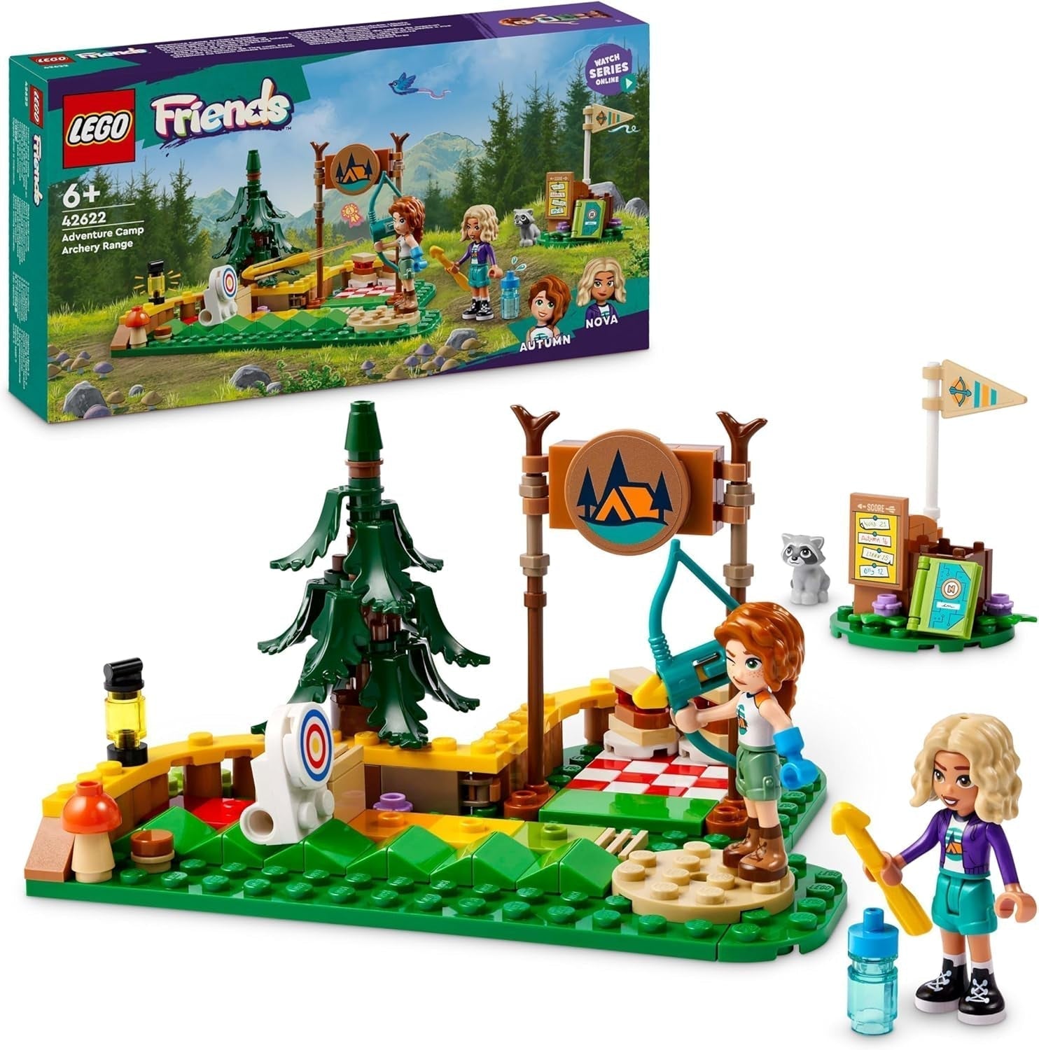 LEGO Friends Archery at Adventure Camp, jucărie de construcție pentru copii cu arc și săgeată, 2 figurine și o chiuvetă, pentru fete și băieți cu vârsta de 6+ 42622 Seturi de constructie Besuche den LEGO-Store Titlu implicit