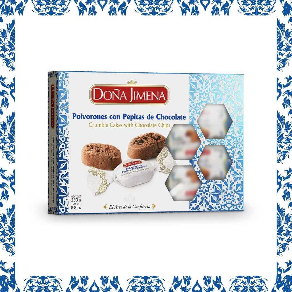 – Polvorones de ciocolată cu bucăți de ciocolată, cea mai înaltă calitate, biscuiți tipici de Crăciun, rețetă artizanală, 250 g (pachet de 2)