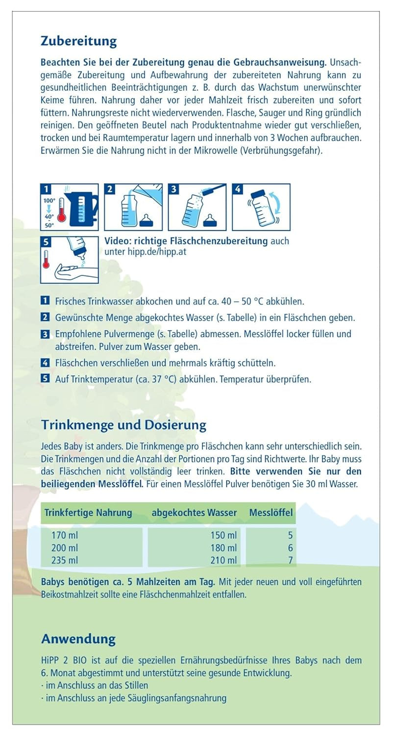 Lapte de continuare HiPP 2 Organic (4 x 600g), după 6 luni, cu Omega-3 (DHA, ALA), calciu și amidon organic ușor de preparat, de cea mai bună calitate organică