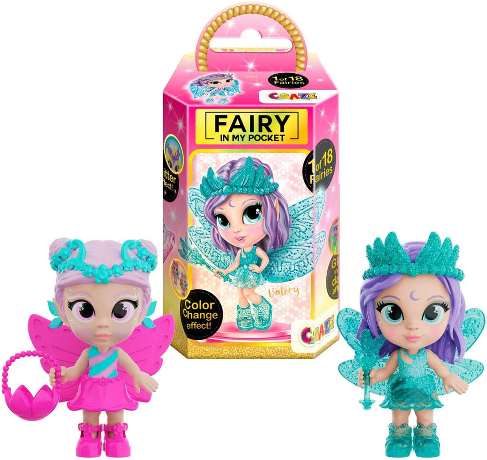 Craze Fairy In My Pocket | Fee Puppe mit Flügel, Fee Spielzeug zum Sammeln mit Spezialeffekten wie Glitzer, Leuchten im Dunkeln und Farbwechsel