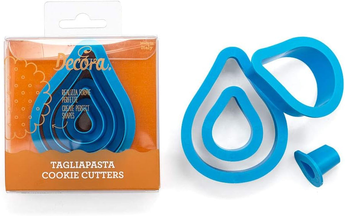 0255311 Set forme de biscuiți cu picătură, 4 piese 1,5-3,5-5,5-12 H2,2 cm, roz