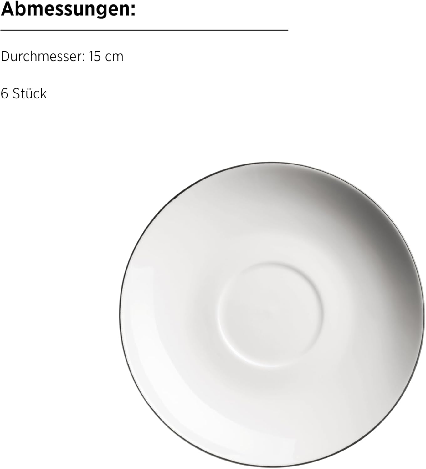 Seria MÄSER Felise, serviciu elegant de cafea pentru 6 persoane, atemporal, cu margine neagră, porțelan, alb