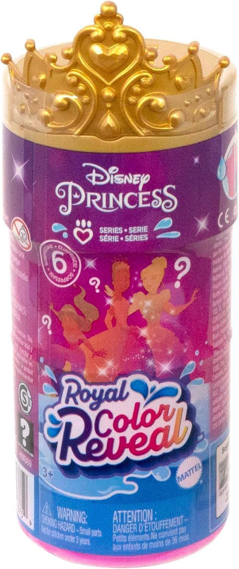 Disney Prinzessin-Spielzeug, Royal Color Reveal-Puppe mit 6 Überraschungen zum Auspacken, Freundschaft-Serie mit einer Figur eines Freundes, von den Disney-Filmen inspiriert