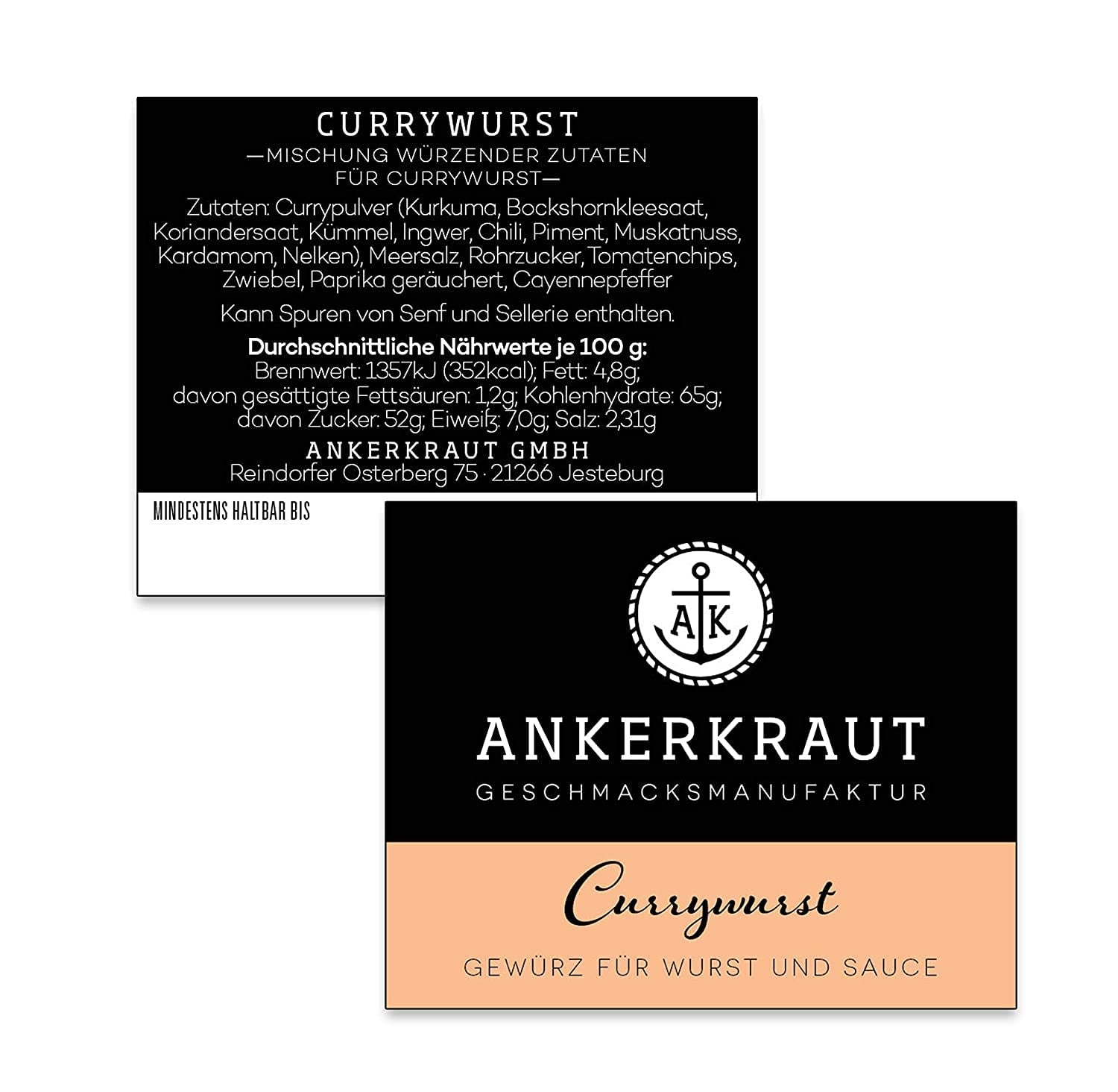 Ankerkraut Currywurst, 90g im Korkenglas, Gewürzmischung zum Anmischen selbstgemachter Currywurst-Soße oder als Topping