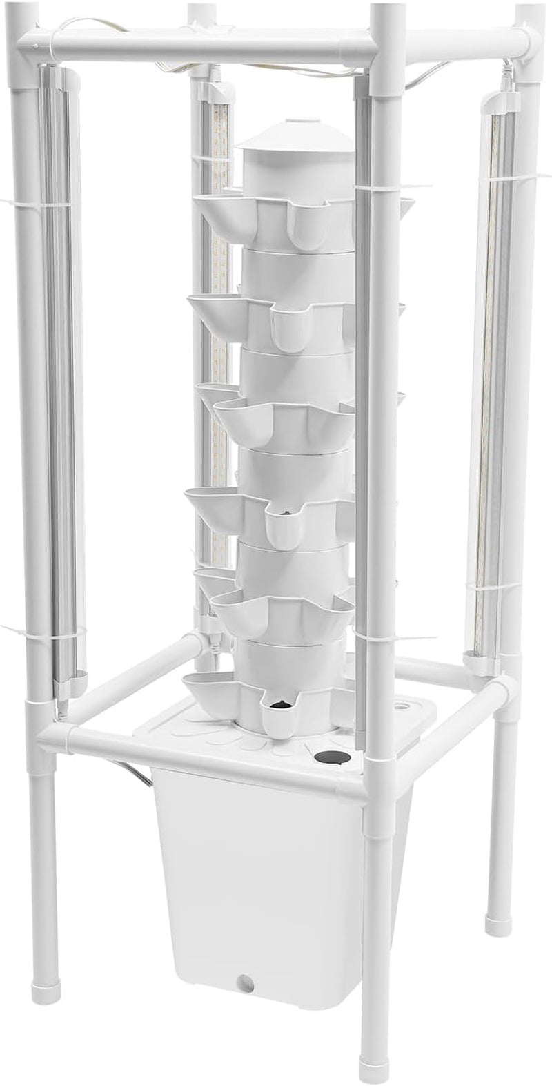 Kit de creștere turn hidroponic, 30 de găuri, 6 niveluri, turn de plantare fără sol, sistem hidroponic, turn aeroponic, grădină verticală, turn de căpșuni, sistem de creștere hidroponic pentru ierburi, fructe și legume (gri)