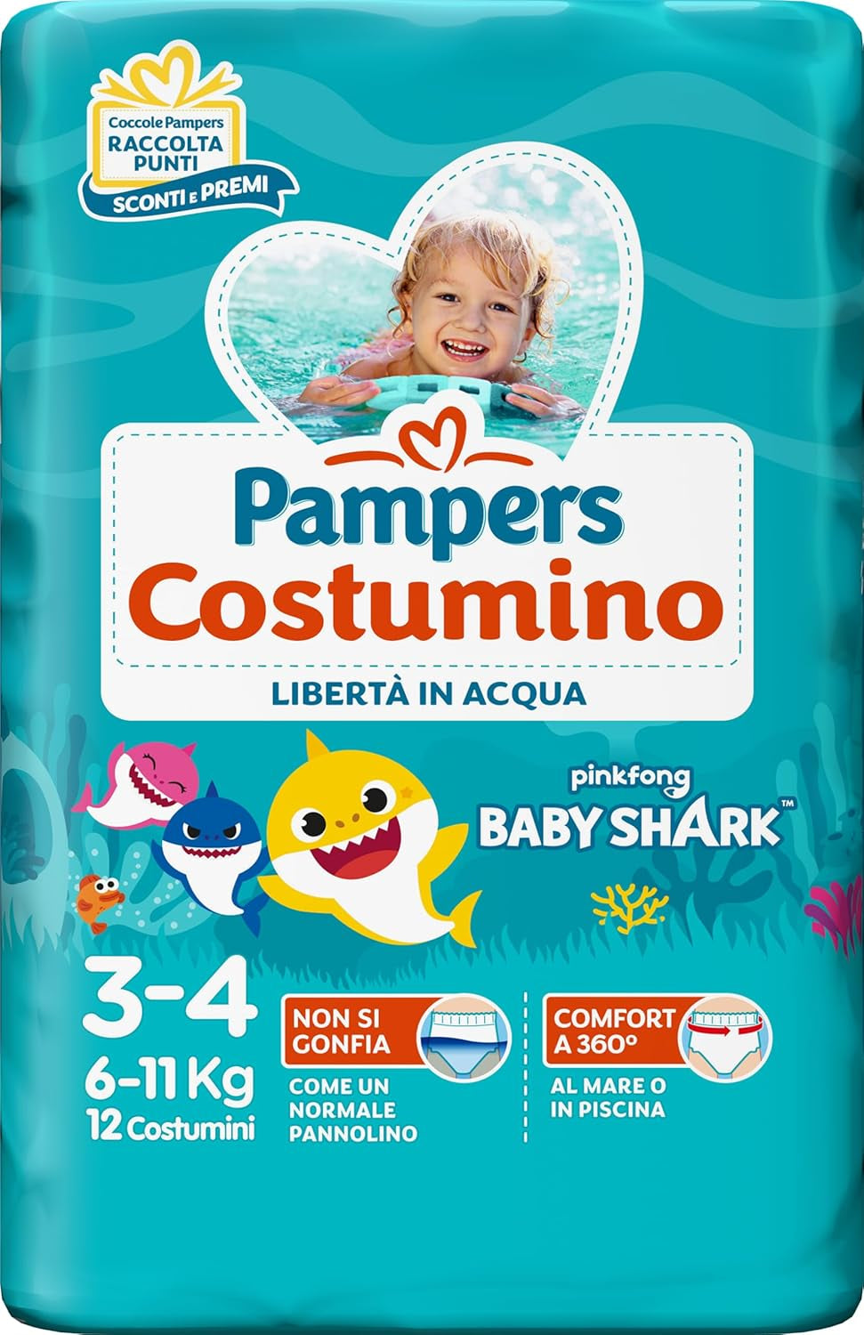 Pampers Il Costumi, 12 bucăți, mărimea 3 (6-11 kg)