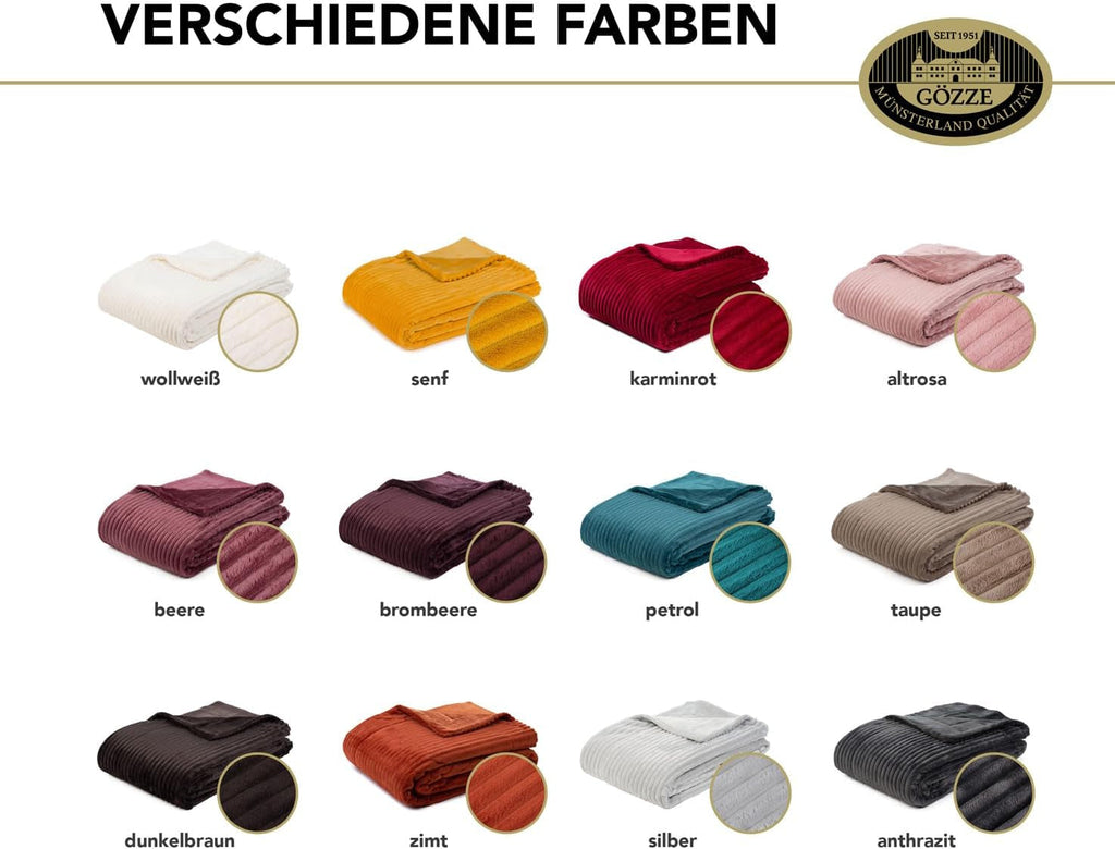 Gözze - Pătură confortabilă și moale în aspect corduroy, 1620G/bucata, 150 X 200 Cm - scorțișoară Paturi si Cuverturi Besuche den GÃ¶zze-Store