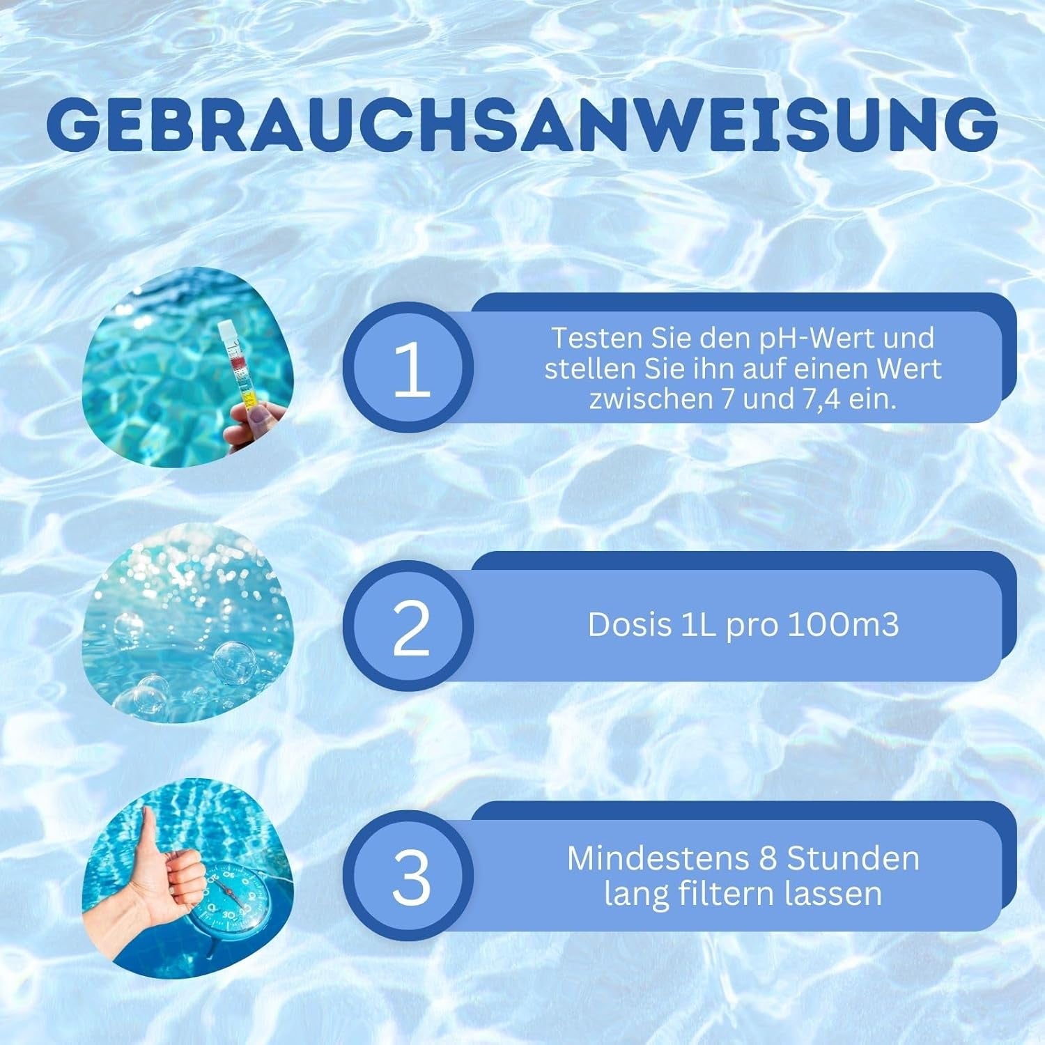 Floculant pentru piscină 5L | Floculant pentru piscină pentru apă cristalină | Foarte concentrat și economic | Potrivit pentru toate sistemele de filtrare | Fără aditivi nocivi