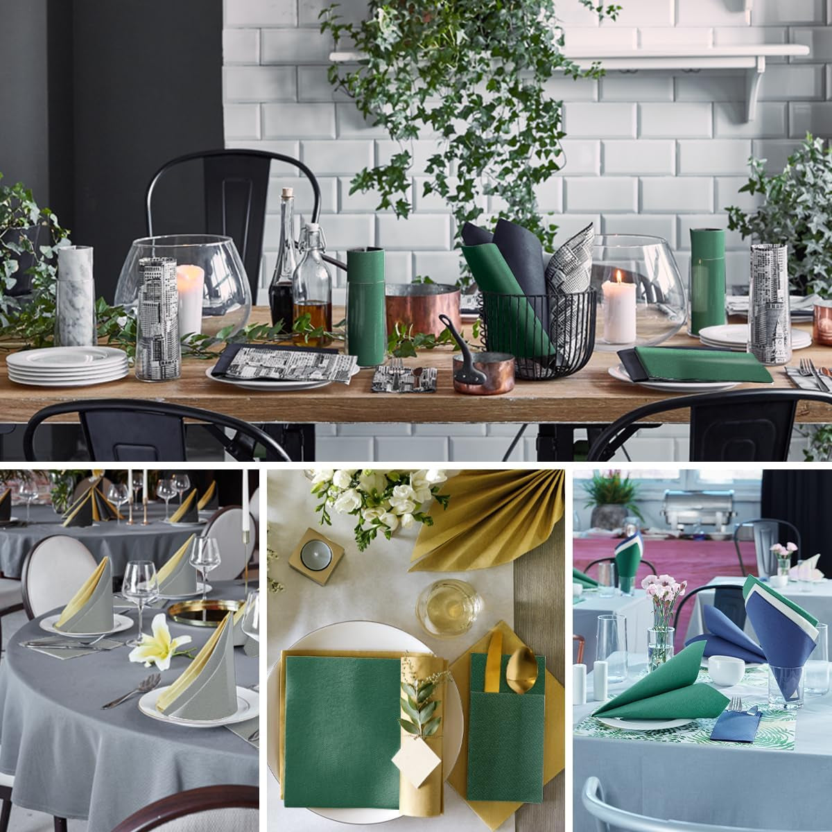 PAW - Șervețele pentru tacâmuri Airlaid - Fabric-like (39 X 40 Cm 1/8 fold) | 50 bucăți | Horeca | Ideal pentru nuntă, botez, comuniune, aniversare | Buzunare pentru tacâmuri | Gri