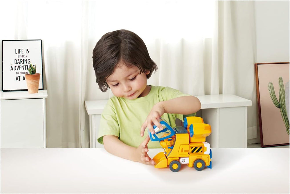 Super Wings EU750322 - Transforming New Robot Suit Donnie, Aprox. 23 cm figurină mare pentru copii, avion de jucărie transformabil și figurină robot, galben Action figures Naty Shop