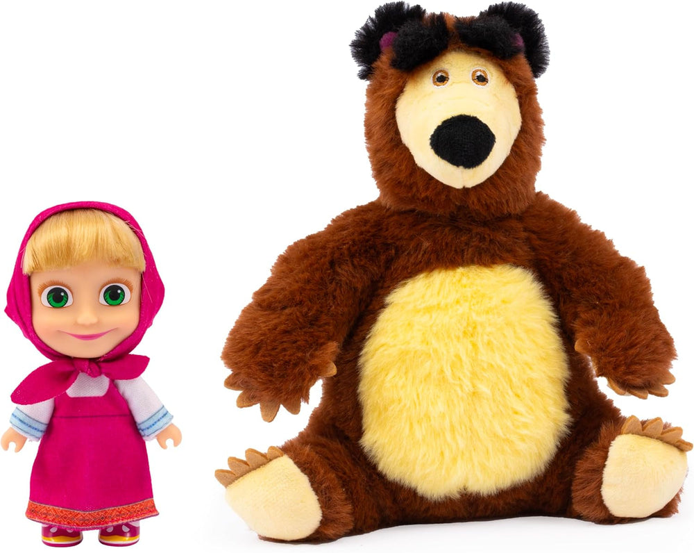 Masha & Michka, Masha Puppe, 12 cm, und der Bärka-Plüschtier 20 cm, Spielzeug für Kinder ab 3 Jahren, , MHA21