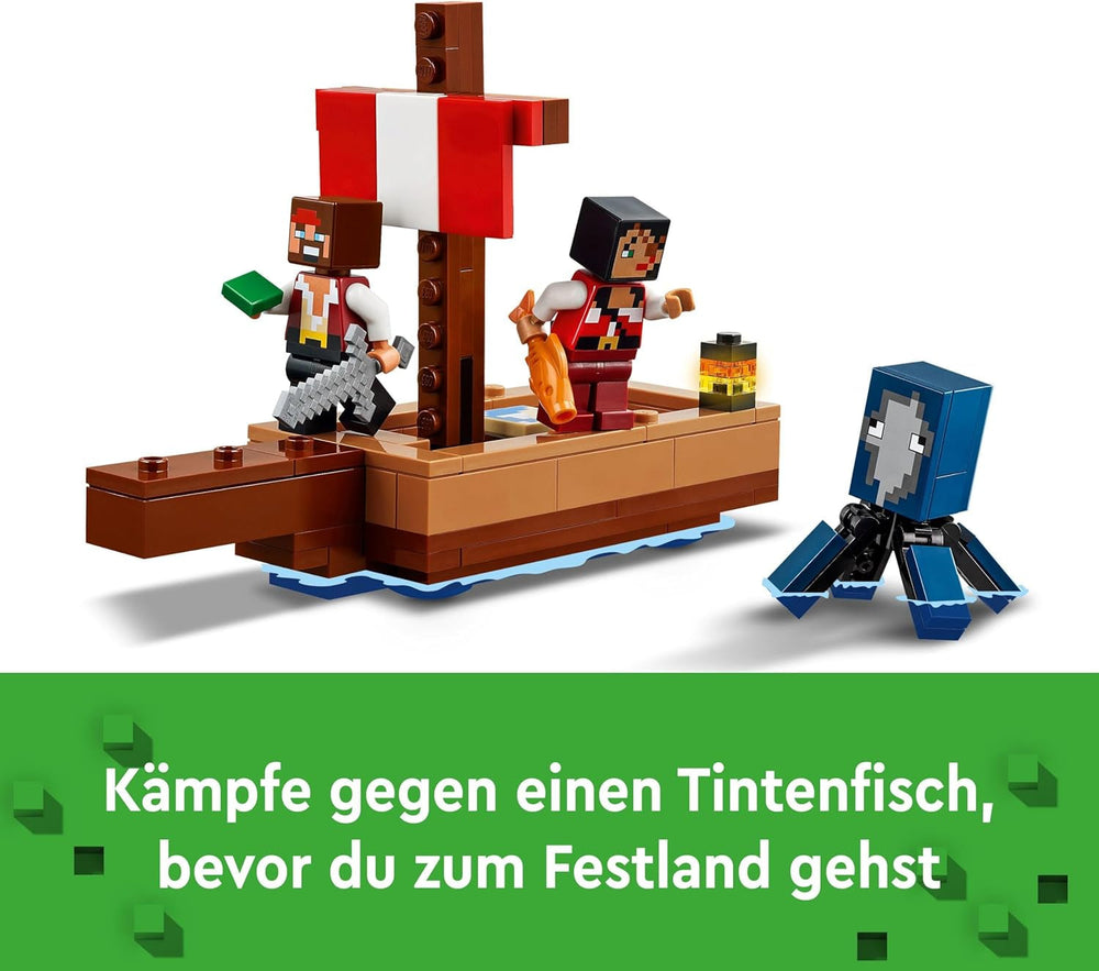 LEGO Minecraft The Pirate Ship Voyage, navă de jucărie cu figuri de pirați, calmar și cămilă, jucărie de construcție pentru jocuri de rol, cadou pentru băieți și fete de la 8 ani 21259 Seturi de constructie Besuche den LEGO-Store