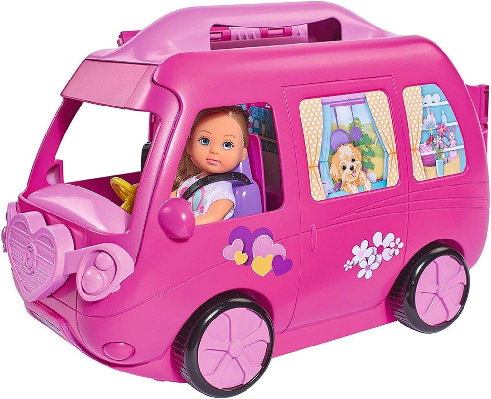 Simba 105733273 - Evi Love Ferienspaß Fahrrad, Puppe mit Fahrrad, Hund und Rucksack, Ankleidepuppe, 12cm, für Kinder ab 3 Jahren
