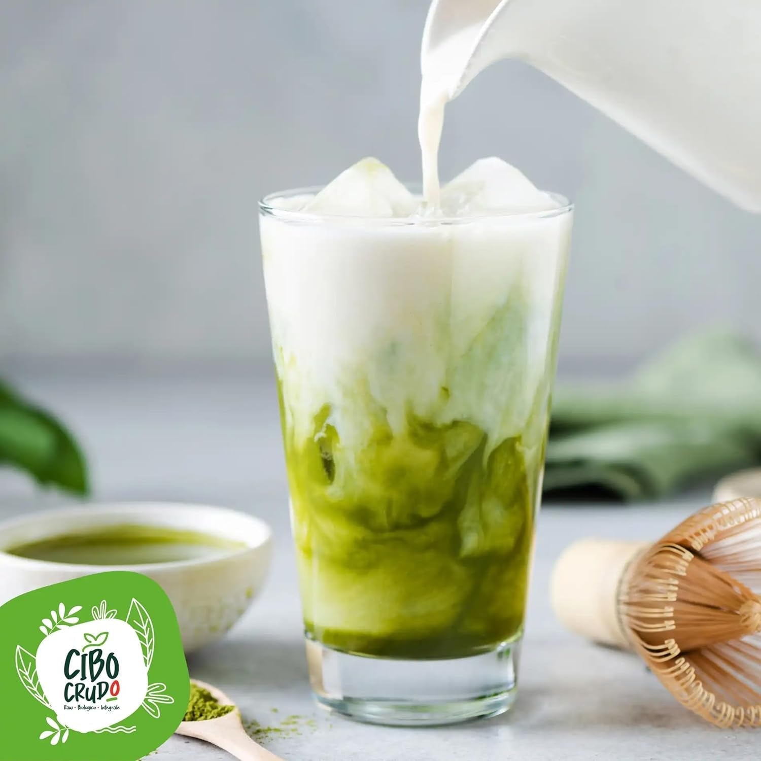 CIBO CRUDO Pudră Matcha Bio 75 g – Ceai verde Matcha japonez pentru prăjituri, înghețată sau deserturi