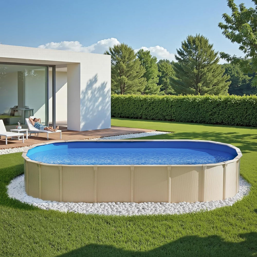 Căptușeală ovală pentru piscină VEVOR, 610x375x147 cm, căptușeală de schimb, căptușeală pentru piscină, căptușeală suprapusă din vinil gros standard, pentru piscine supraterane cu pereți înalți de 132 cm, culoare uni