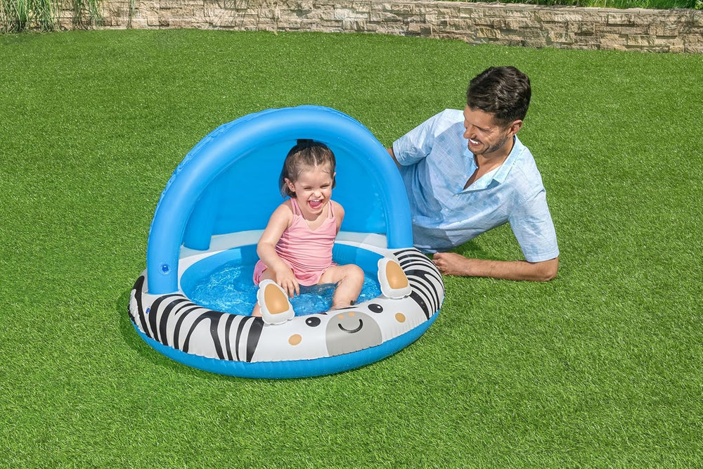 Piscină pentru bebeluși Safari, cu umbrire solară, Φ38 x H26/Φ97cm x H66cm