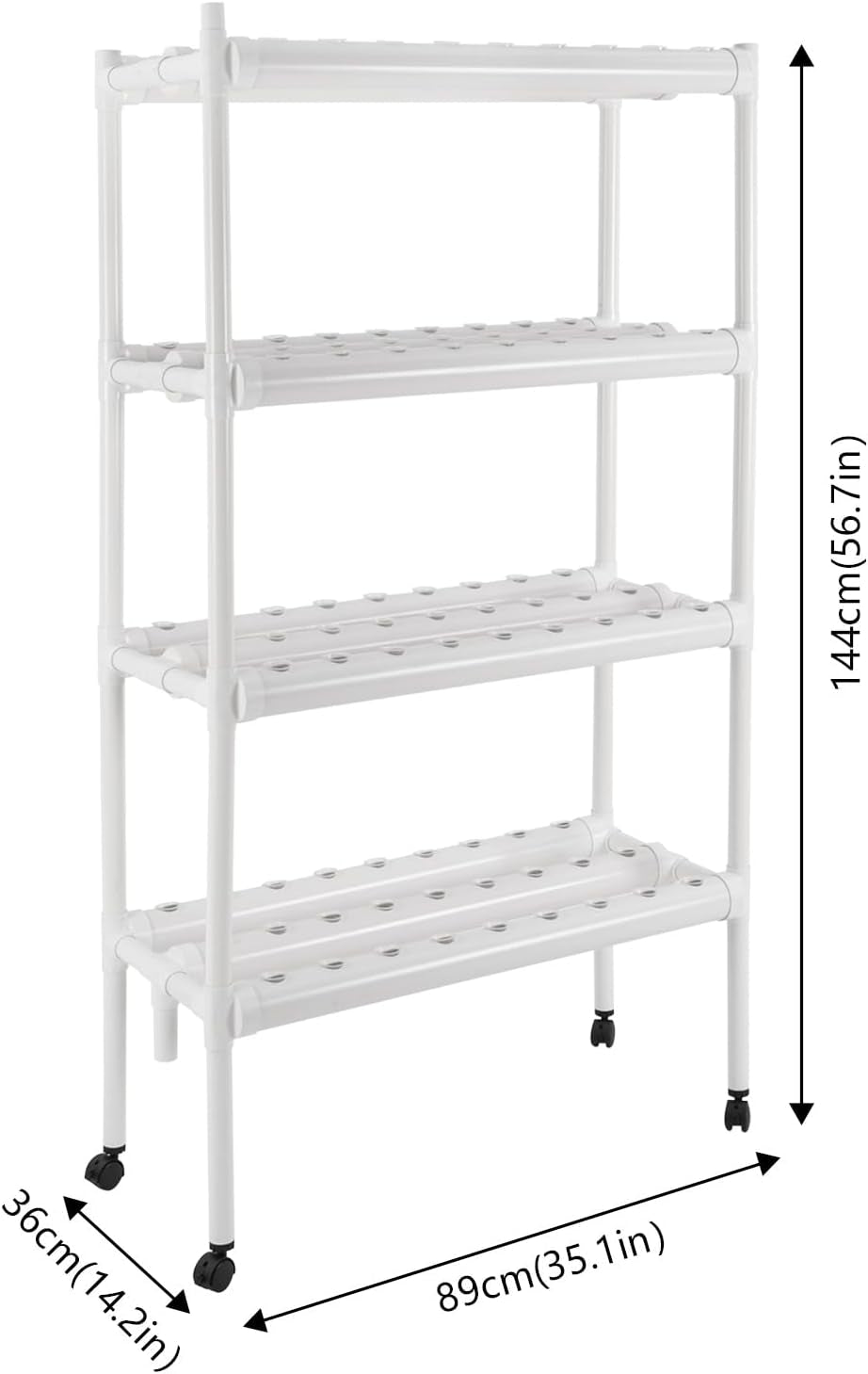 Kit de cultivare hidroponică cu 108 locuri de plantare, 4 niveluri cu pompă de apă. Sistem de cultivare hidroponică fabricat din țevi din PVC-U de calitate alimentară pentru acasă, balcon, grădină și legume de pe balcon.