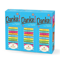 Batoane de ciocolată cu lapte Heidel Thank You 3x80g, 16 mini-batoane a câte 5g per pachet, Diverse expresii de recunoștință, Idee de cadou rafinată