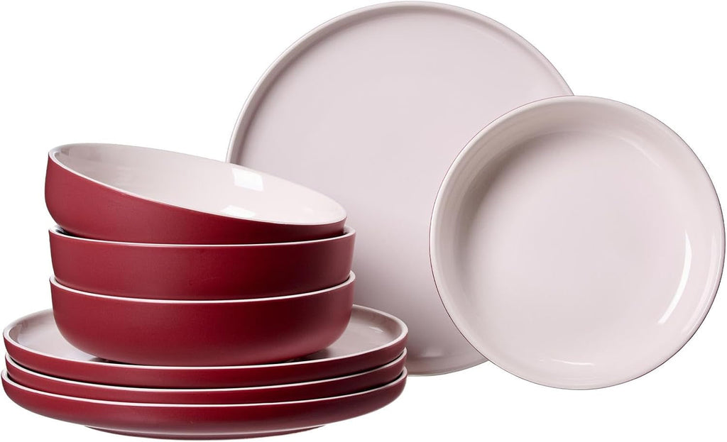 Ritzenhoff & Breker Tafelservice Jasper, 8-Teilig, Grau, Steinzeug, Speiseteller Und Suppenschalen Für 4 Personen Seturi vesela masa Naty Shop Beere