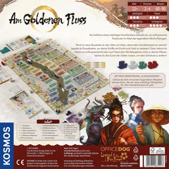 Kosmos 685447 Pe Râul de Aur, un joc de strategie pentru cunoscători cu profunzime tactică și planificare în avans, pentru 2-4 jucători cu vârsta de 12 ani și peste, tablă de joc cu relief auriu, mecanism inteligent de zaruri