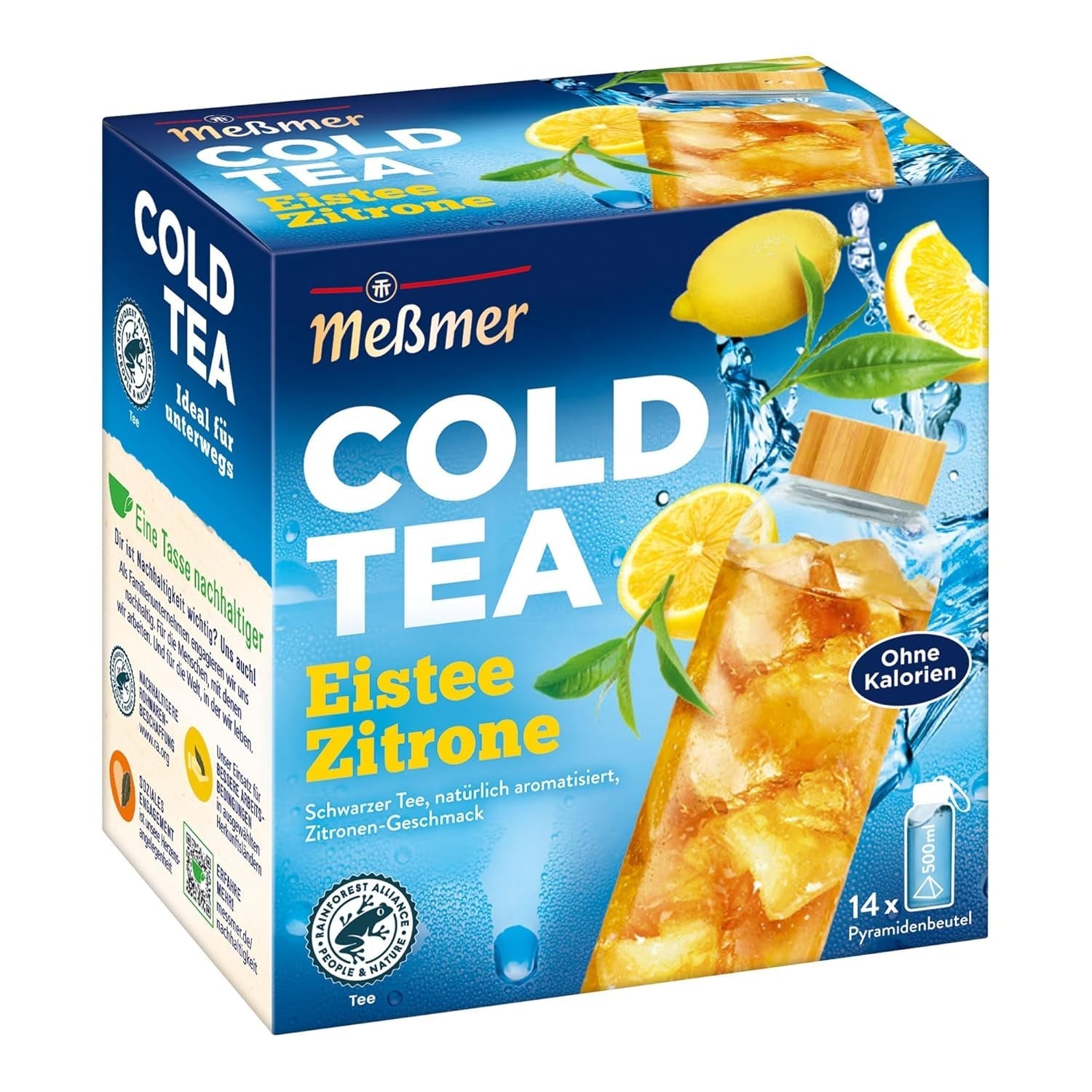 Meßmer Cold Tea Trinkpause Zmeură | Ceai de fructe, aromatizat natural, cu gust de zmeură | Ediție limitată | Pentru infuzie rece | 14 pliculețe piramidale