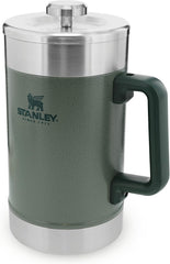 Presă de cafea STANLEY Classic Stay Hot 1.4L Verde Hammertone - Menține cafeaua caldă timp de 4 ore - Sedimente minime - Presă de cafea integrată din oțel inoxidabil - Fără BPA - Se poate spăla în mașina de spălat vase